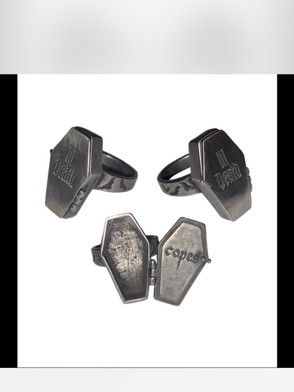 COPES Coffin Locket Ring - Black Metal Statement Ring